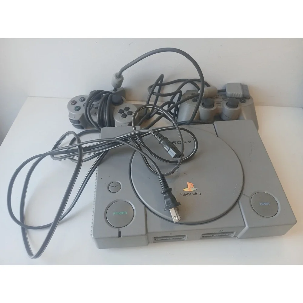 Sony PlayStation 1 Console SCPH-7501 Grey Bundle 2 Controllers Power Cable PS1